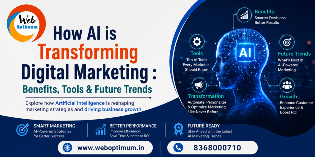 How AI is Transforming Digital Marketing Benefits, Tools & future Trends